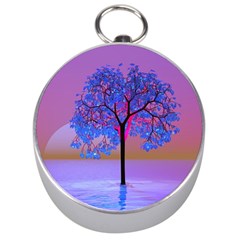 Tree Sunset Silver Compasses by icarusismartdesigns