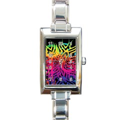 Abstract Jungle Rectangle Italian Charm Watch by icarusismartdesigns