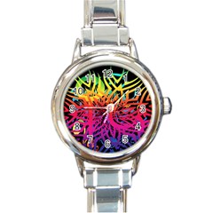 Abstract Jungle Round Italian Charm Watch by icarusismartdesigns