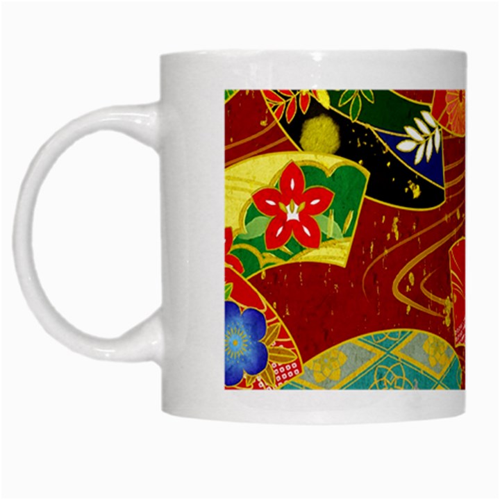 Floral Abstract White Mugs