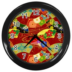 Floral Abstract Wall Clock (black) by icarusismartdesigns