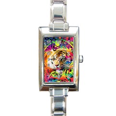 Tiger In The Jungle Rectangle Italian Charm Watch