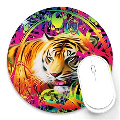 Tiger In The Jungle Round Mousepads