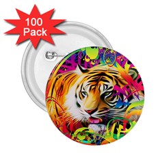 Tiger In The Jungle 2 25  Buttons (100 Pack)  by icarusismartdesigns