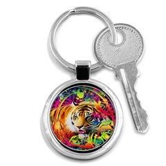 Tiger In The Jungle Key Chain (Round)