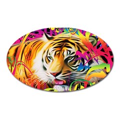 Tiger In The Jungle Oval Magnet by icarusismartdesigns