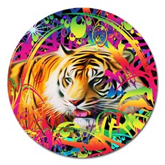 Tiger In The Jungle Magnet 5  (Round)