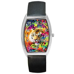 Tiger In The Jungle Barrel Style Metal Watch