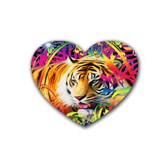 Tiger In The Jungle Heart Coaster (4 Pack)  by icarusismartdesigns