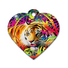 Tiger In The Jungle Dog Tag Heart (One Side)