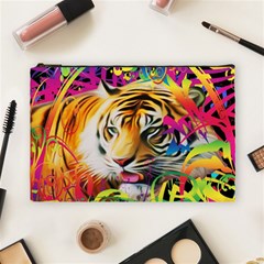 Tiger In The Jungle Cosmetic Bag (large) by icarusismartdesigns