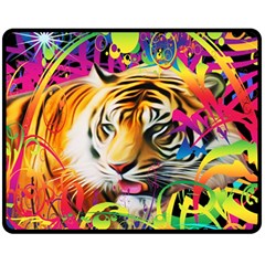 Tiger In The Jungle Fleece Blanket (medium)  by icarusismartdesigns