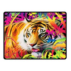 Tiger In The Jungle Fleece Blanket (small) by icarusismartdesigns