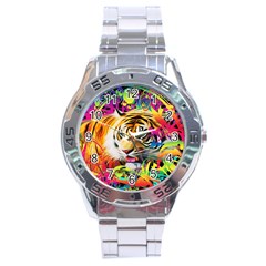 Tiger In The Jungle Stainless Steel Analogue Watch