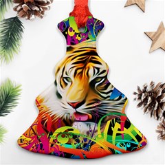 Tiger In The Jungle Christmas Tree Ornament (two Sides)