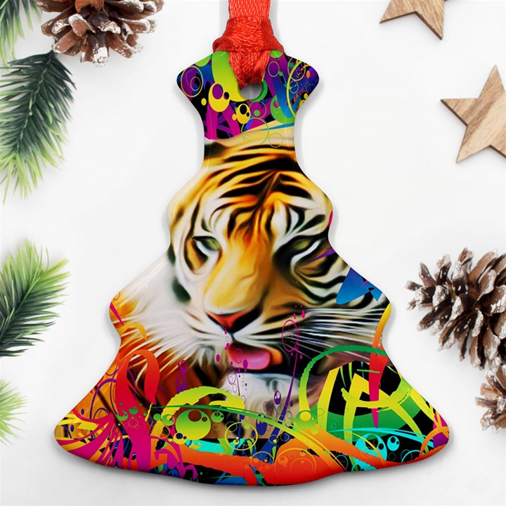 Tiger In The Jungle Christmas Tree Ornament (Two Sides)