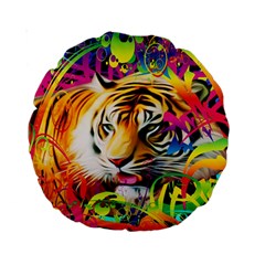 Tiger In The Jungle Standard 15  Premium Round Cushions by icarusismartdesigns