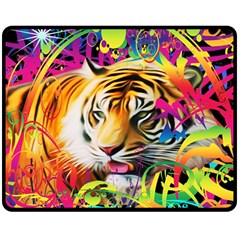 Tiger In The Jungle Double Sided Fleece Blanket (medium)  by icarusismartdesigns