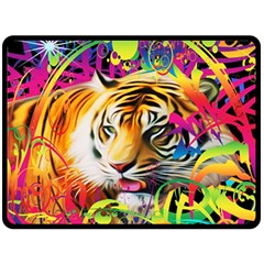 Tiger In The Jungle Double Sided Fleece Blanket (large)  by icarusismartdesigns