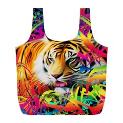 Tiger In The Jungle Full Print Recycle Bag (l) by icarusismartdesigns