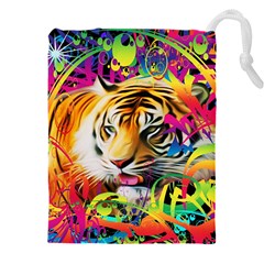 Tiger In The Jungle Drawstring Pouch (4xl) by icarusismartdesigns