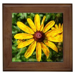 Sunflower Painting Framed Tile by ExtraAwesomeSauce