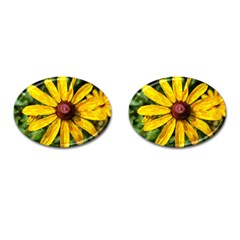 Sunflower Painting Cufflinks (oval) by ExtraGoodSauce