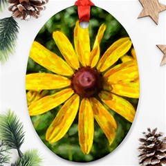 Sunflower Painting Oval Ornament (two Sides) by ExtraAwesomeSauce