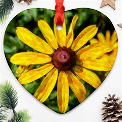 Sunflower Painting Heart Ornament (two Sides) by ExtraGoodSauce