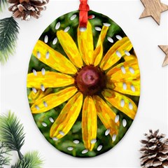 Sunflower Painting Ornament (oval Filigree) by ExtraAwesomeSauce