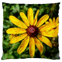 Sunflower Painting Large Flano Cushion Case (two Sides) by ExtraAwesomeSauce