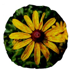 Sunflower Painting Large 18  Premium Flano Round Cushions by ExtraGoodSauce