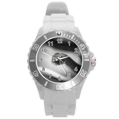 Black And White Snake Round Plastic Sport Watch (l) by ExtraGoodSauce