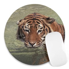 Swimming Tiger Round Mousepads by ExtraGoodSauce