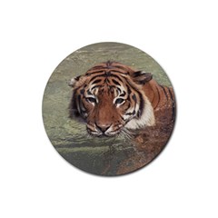 Swimming Tiger Rubber Round Coaster (4 Pack)  by ExtraGoodSauce