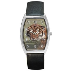 Swimming Tiger Barrel Style Metal Watch by ExtraGoodSauce