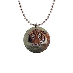 Swimming Tiger 1  Button Necklace by ExtraGoodSauce