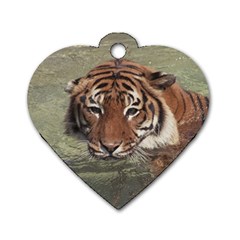 Swimming Tiger Dog Tag Heart (one Side) by ExtraGoodSauce