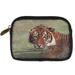 Swimming Tiger Digital Camera Leather Case by ExtraGoodSauce