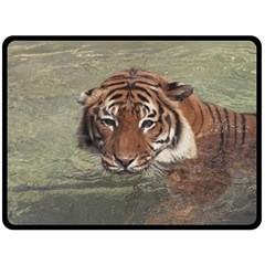 Swimming Tiger Fleece Blanket (large)  by ExtraGoodSauce