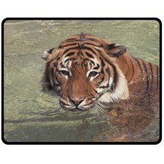 Swimming Tiger Fleece Blanket (medium)  by ExtraGoodSauce