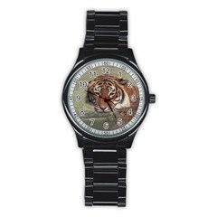 Swimming Tiger Stainless Steel Round Watch by ExtraGoodSauce