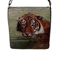 Swimming Tiger Flap Closure Messenger Bag (l) by ExtraGoodSauce