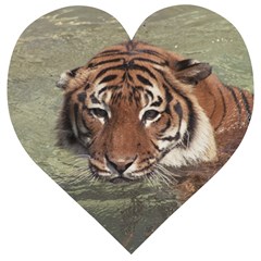 Swimming Tiger Wooden Puzzle Heart by ExtraGoodSauce