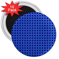 Basket Weave Basket Pattern Blue 3  Magnets (10 Pack)  by Dutashop