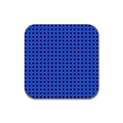 Basket Weave Basket Pattern Blue Rubber Coaster (square)  by Dutashop