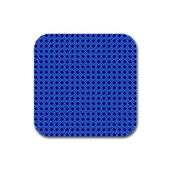 Basket Weave Basket Pattern Blue Rubber Square Coaster (4 Pack)  by Dutashop