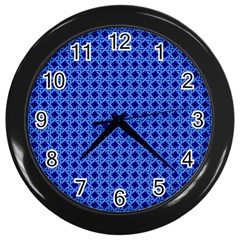 Basket Weave Basket Pattern Blue Wall Clock (black) by Dutashop