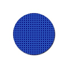 Basket Weave Basket Pattern Blue Rubber Coaster (round)  by Dutashop