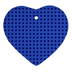 Basket Weave Basket Pattern Blue Heart Ornament (two Sides) by Dutashop